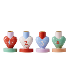 Set of 4 Heart Shaped Ceramic Advent Candle Holders By Rice DK